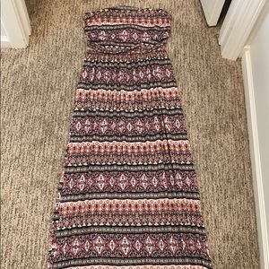 New Strapless Print Maxi Dress